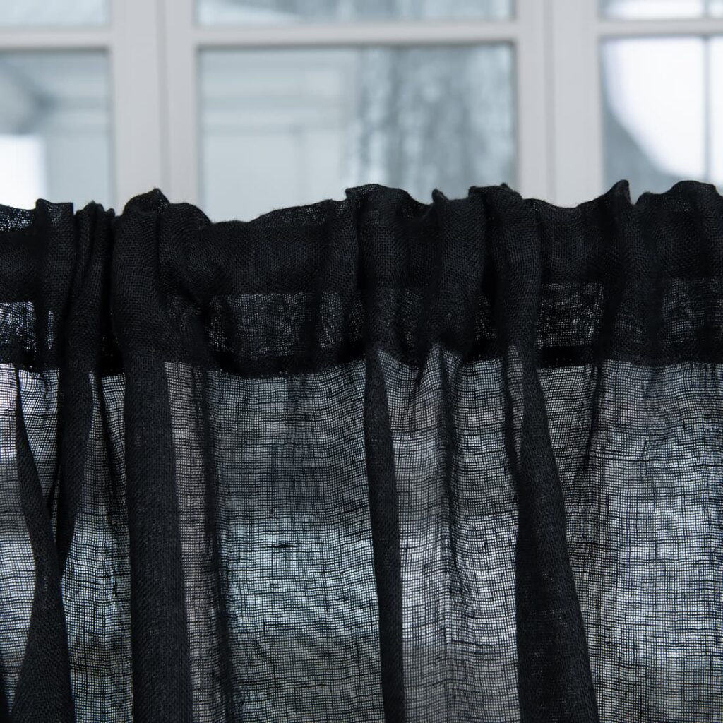 BOHEMIA Rideau noir 6 linen black curtains, with channel.