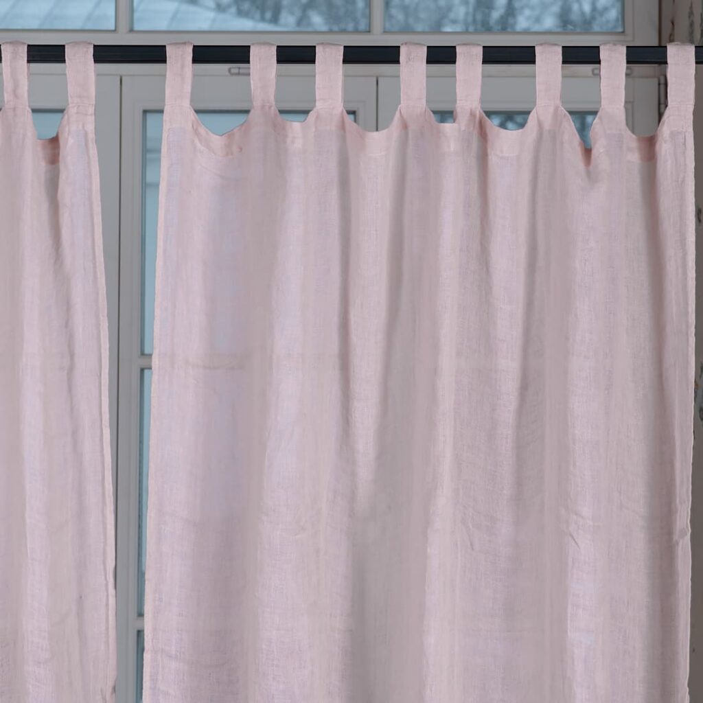 BOHEMIA Rideau rose pâle 2 pink linen curtains, gauze