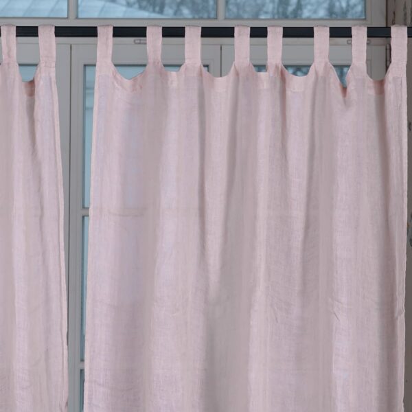 pink linen curtains, gauze