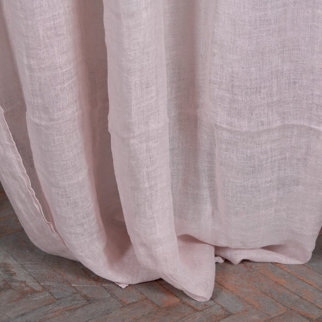 BOHEMIA Rideau rose pâle 3 pink linen curtains, transparent