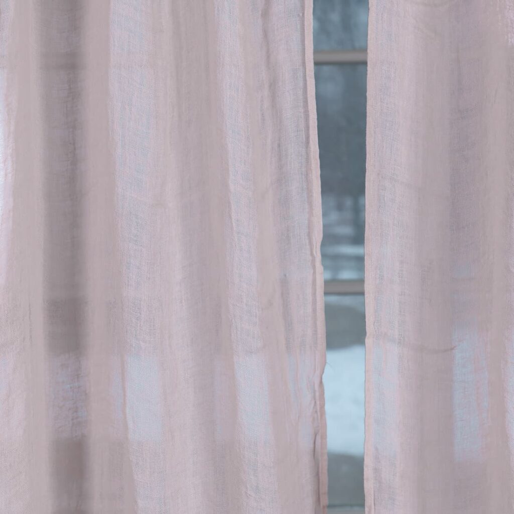 BOHEMIA Rideau rose pâle 4 pink linen curtains, light weight