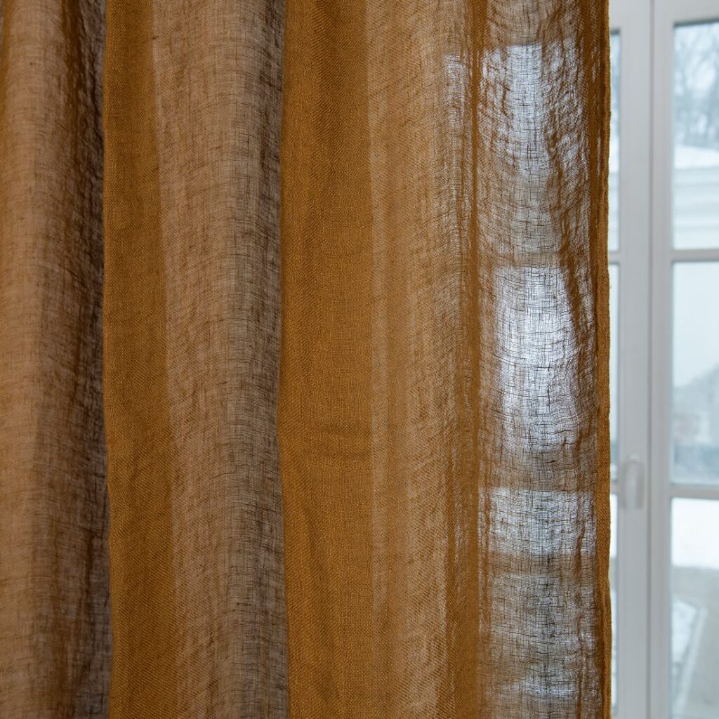 BOHEMIA Rideau brun doré 2 golden brown linen curtain, gauze