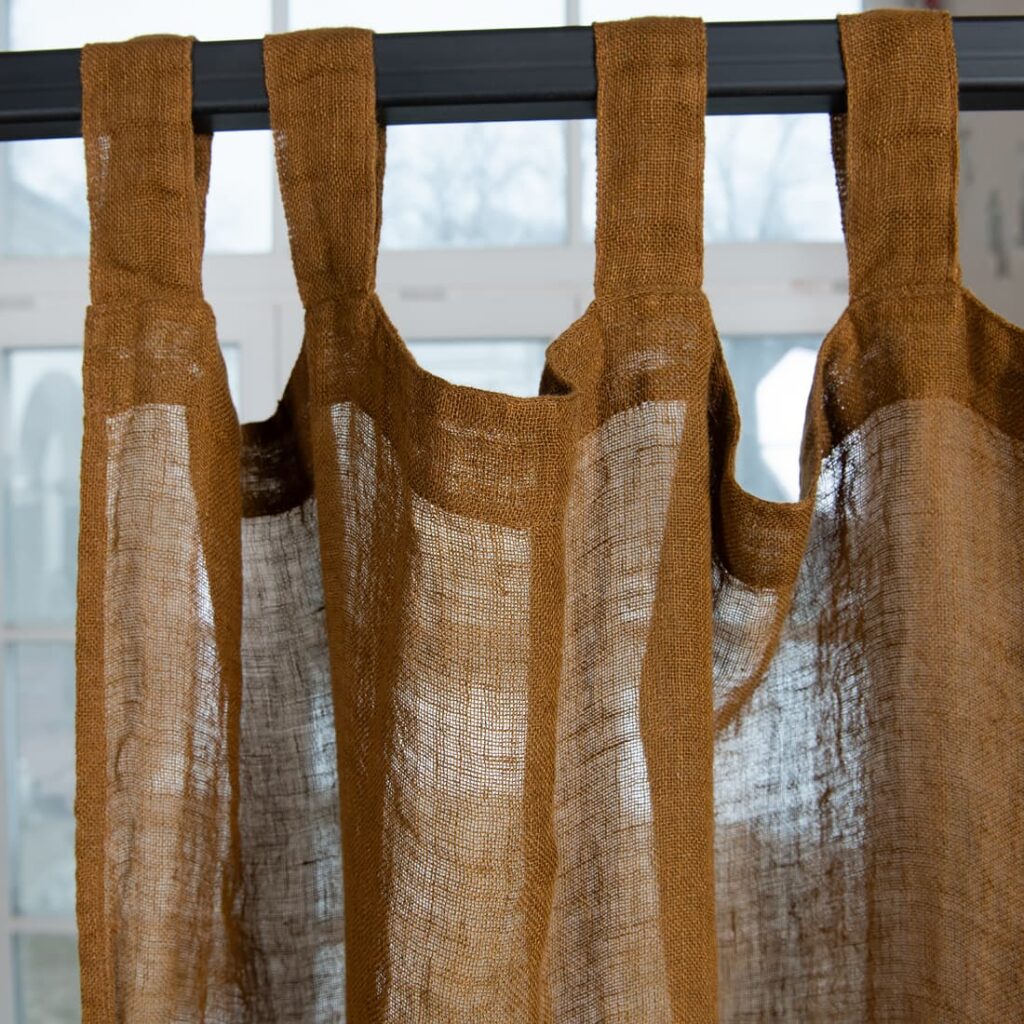 BOHEMIA Rideau brun doré 3 golden brown linen curtain, with loopes