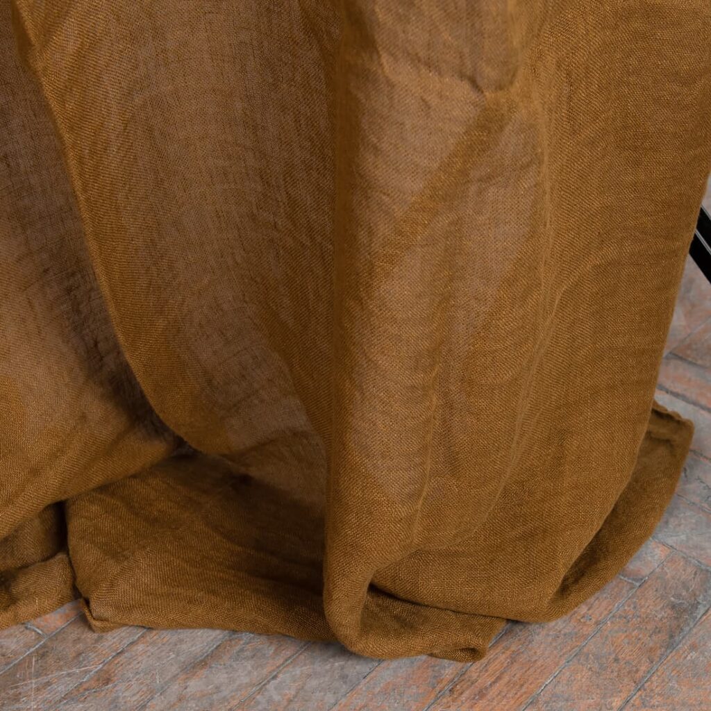 BOHEMIA Rideau brun doré 4 golden brown linen curtain, transparent