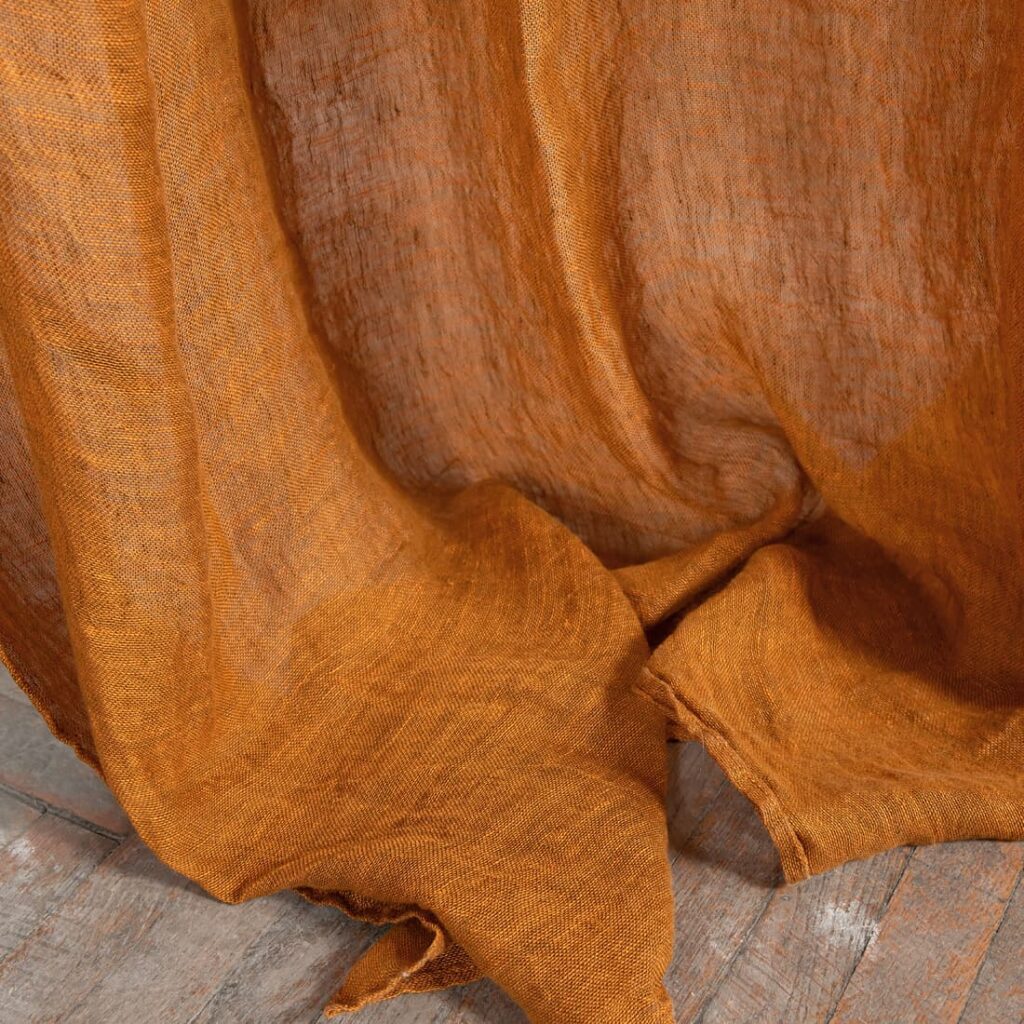 BOHEMIA Rideau brun orange 2 brown orange linen curtains, gauze