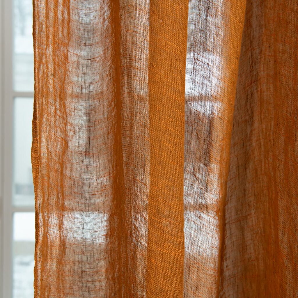 BOHEMIA Rideau brun orange 3 brown orange linen curtains, transparent