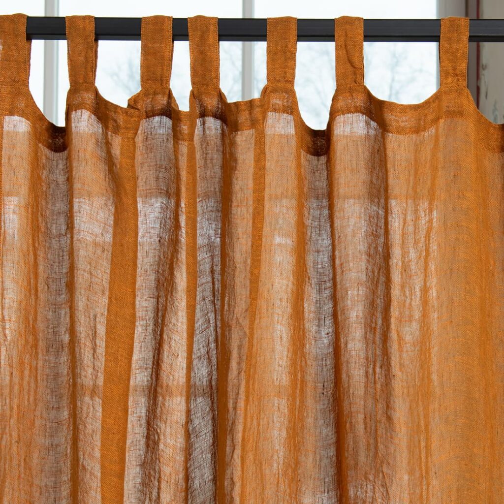 BOHEMIA Rideau brun orange 4 brown orange linen curtains, with loops