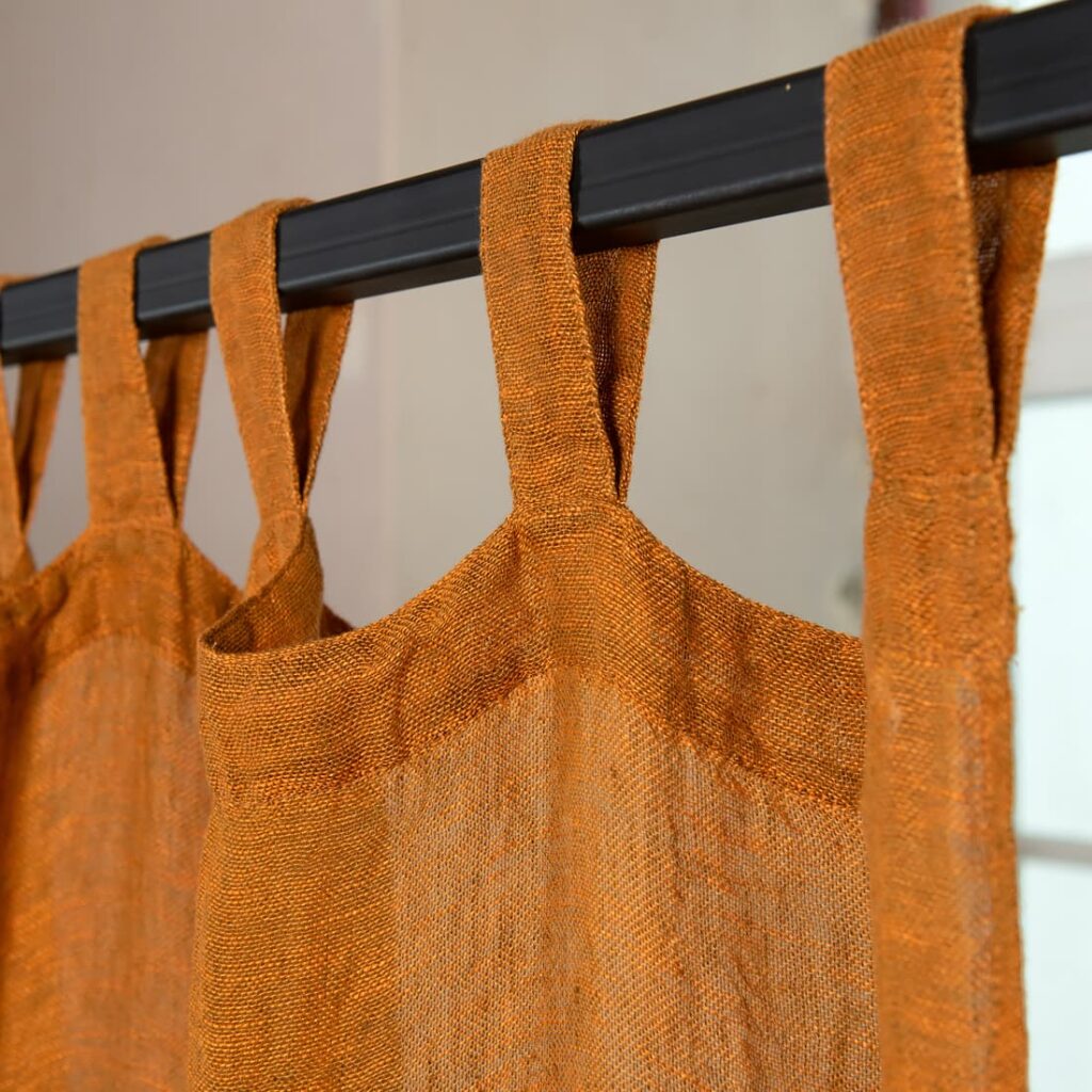 BOHEMIA Rideau brun orange 5 brown orange linen curtains, with loops