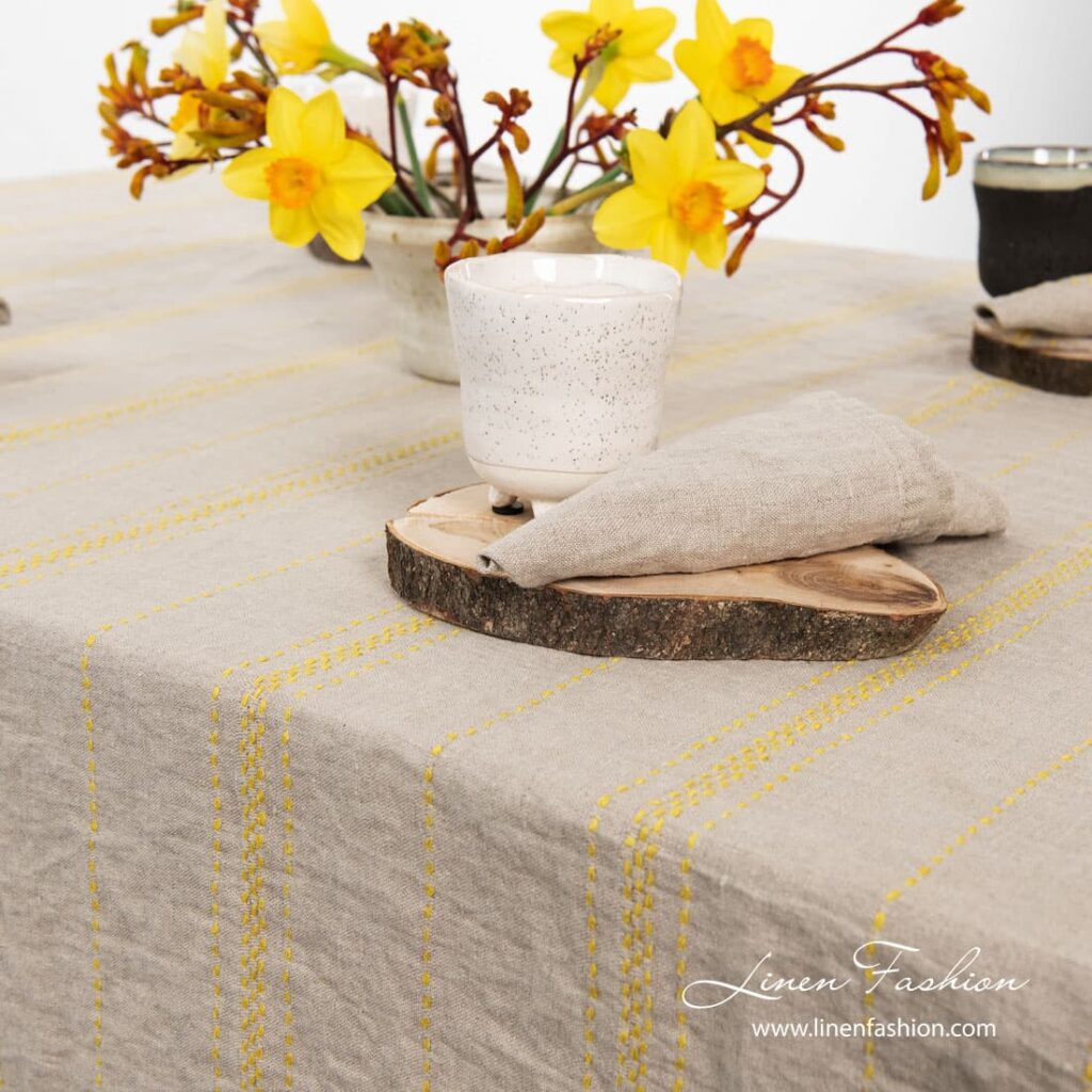 GAMMA Serviette de table lin naturel 3 100% linen napkin in flax color.