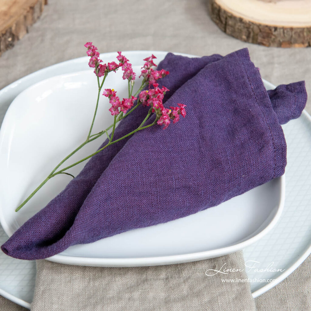 GAMMA Serviette de table violet 1 Washed purple linen napkins