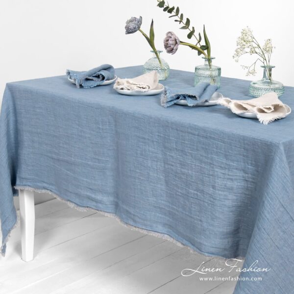 MANTIS blue linen tablecloth