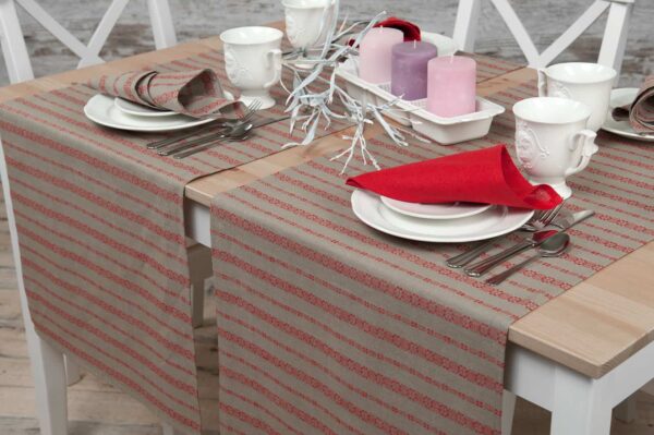 ORNA Chemin de table rouge