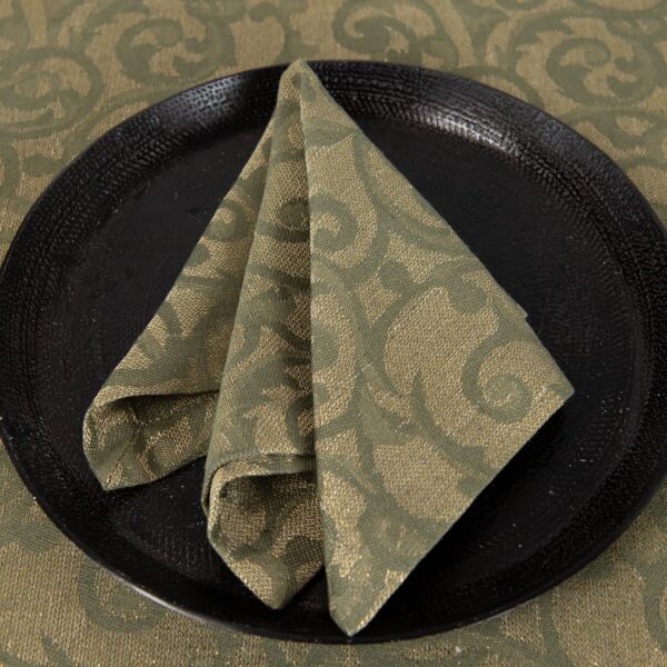 linen cotton olive jacquard napkin