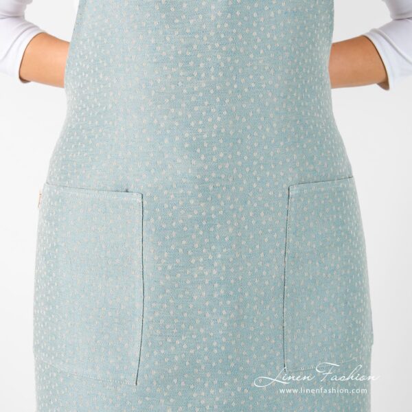 CANDY blueish green linen cotton apron with pockets