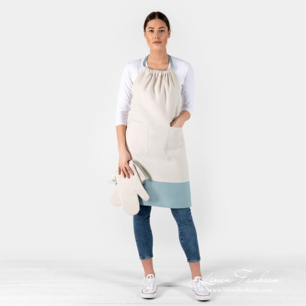 JAVA linen cotton apron with matching kitchen gloves