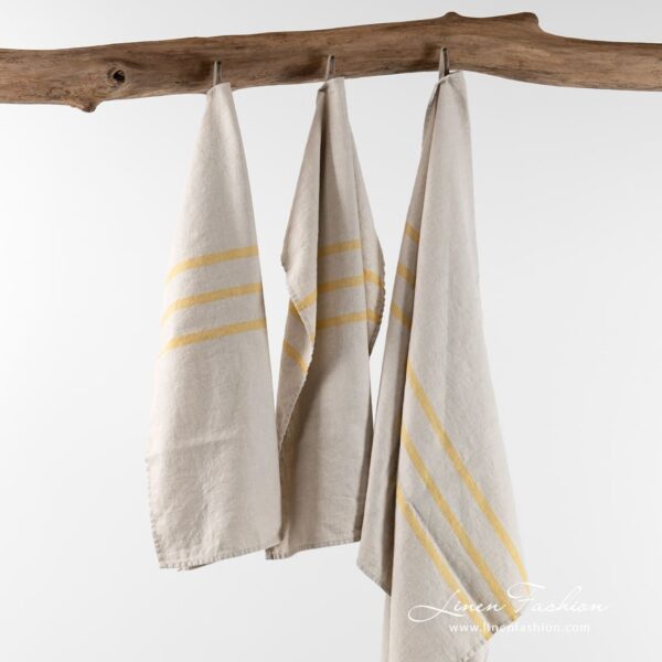 VILLA Drap de bain rayures jaunes