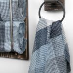 BINGO Drap de bain à carreaux bleu gris