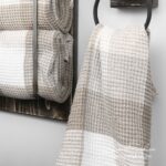 BINGO Drap de bain carreaux beige blanc