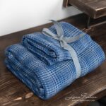 BINGO Drap de bain à carreaux bleu