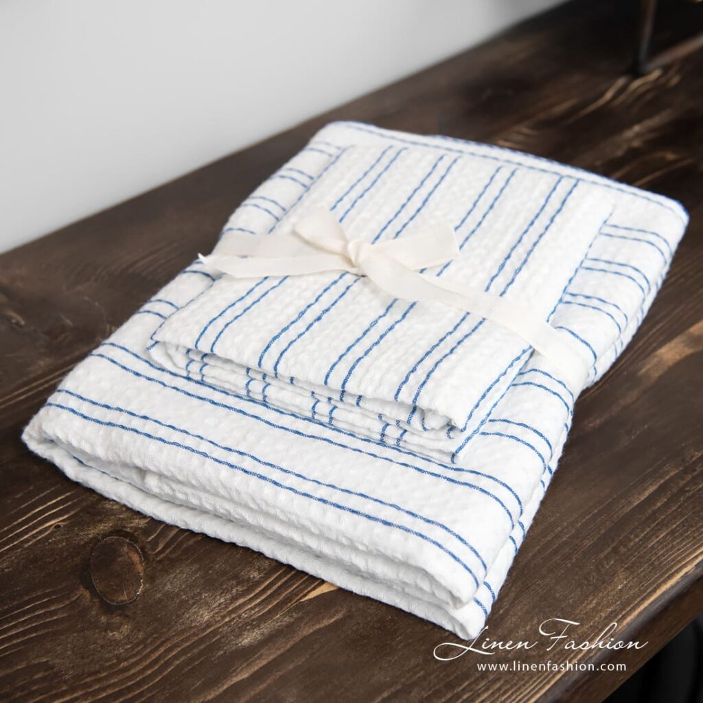 VITO Drap de bain rayures bleues 3 VITO Drap de bain rayures bleues – Image 3
