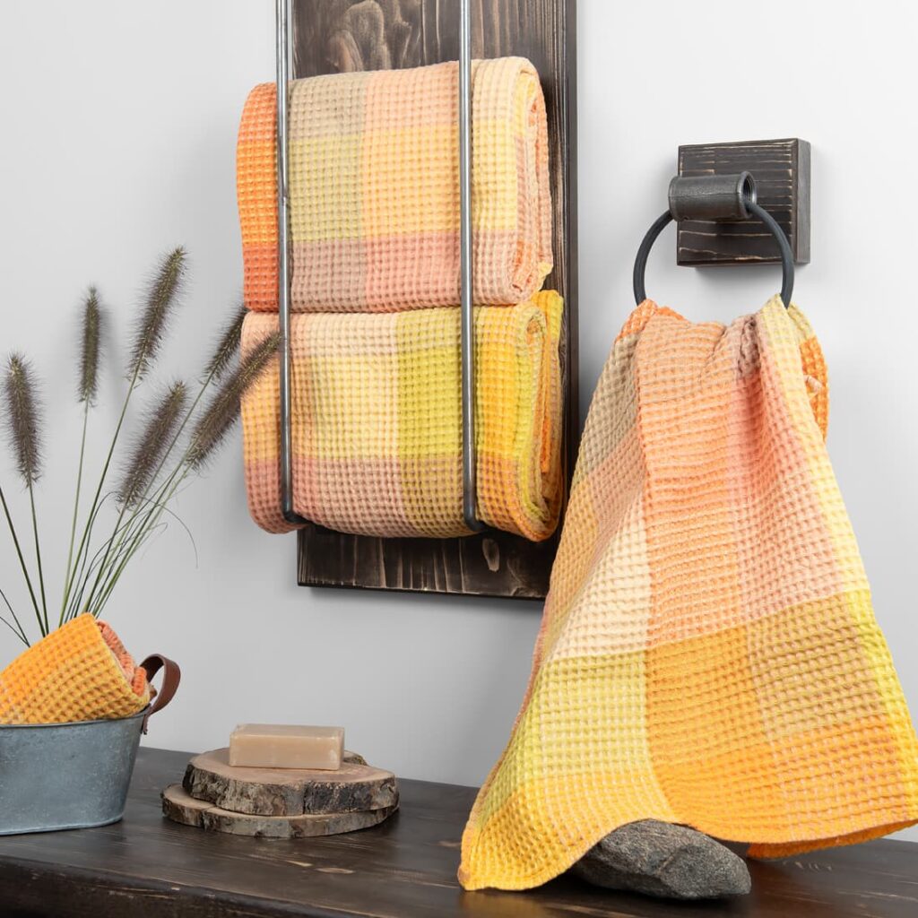 BINGO Drap de bain à carreaux orange 1 BINGO Drap de bain à carreaux orange