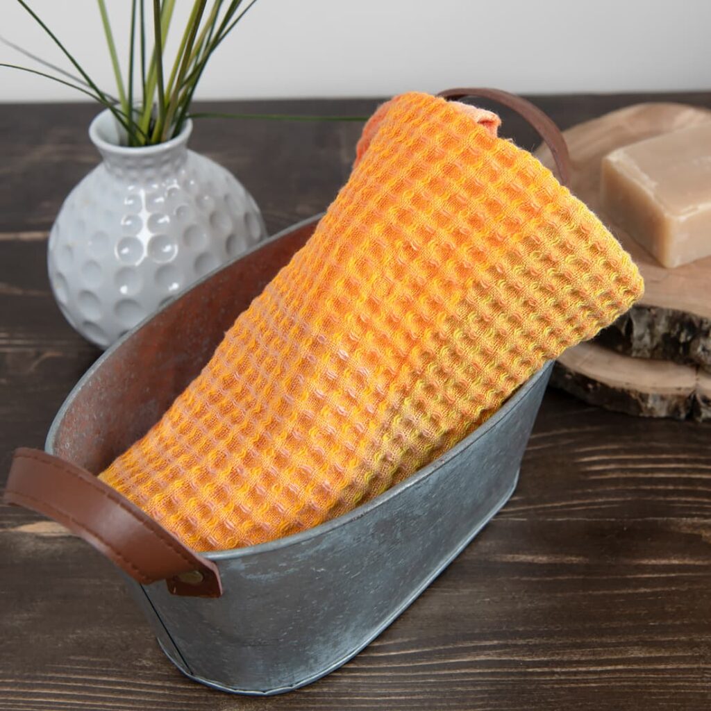 BINGO Drap de bain à carreaux orange 4 BINGO Drap de bain à carreaux orange – Image 4
