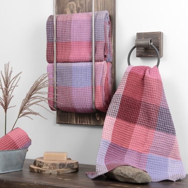 BINGO Drap de bain à carreaux lilas
