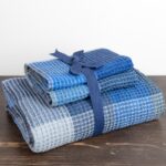 BINGO Drap de bain à carreaux bleus