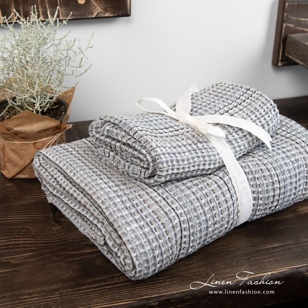 BINGO Drap de bain carreaux gris 4 BINGO Drap de bain carreaux gris – Image 4