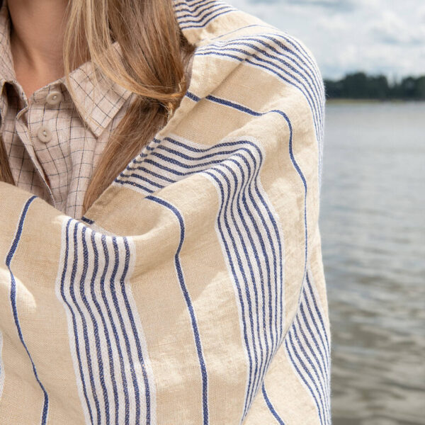 DAKOTA Serviette de plage à rayures bleues – Image 4