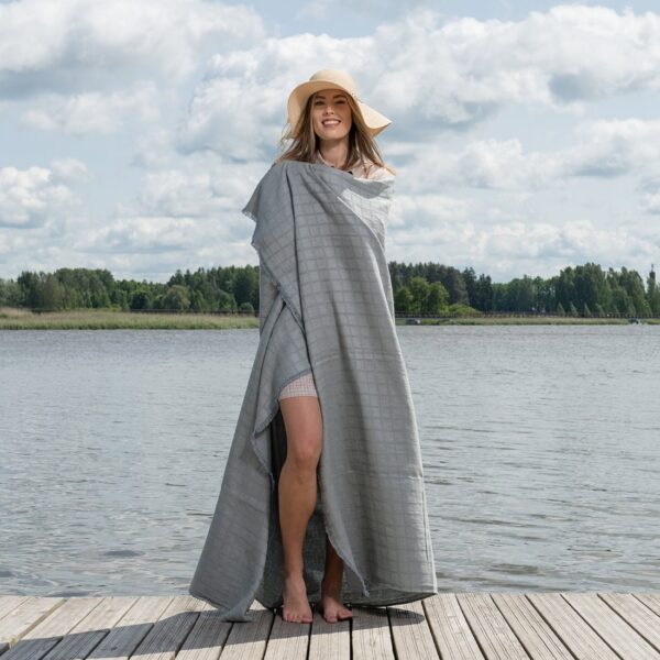 BOKA Serviette de plage bleu-gris – Image 2