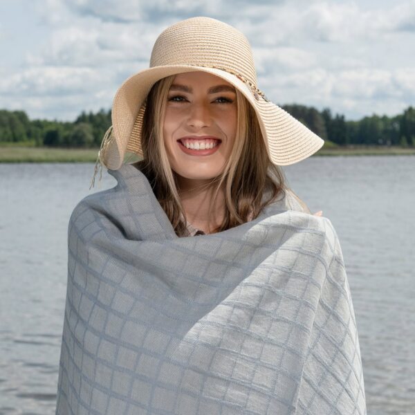 BOKA Serviette de plage bleu-gris – Image 3
