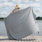 BOKA Serviette de plage bleu-gris