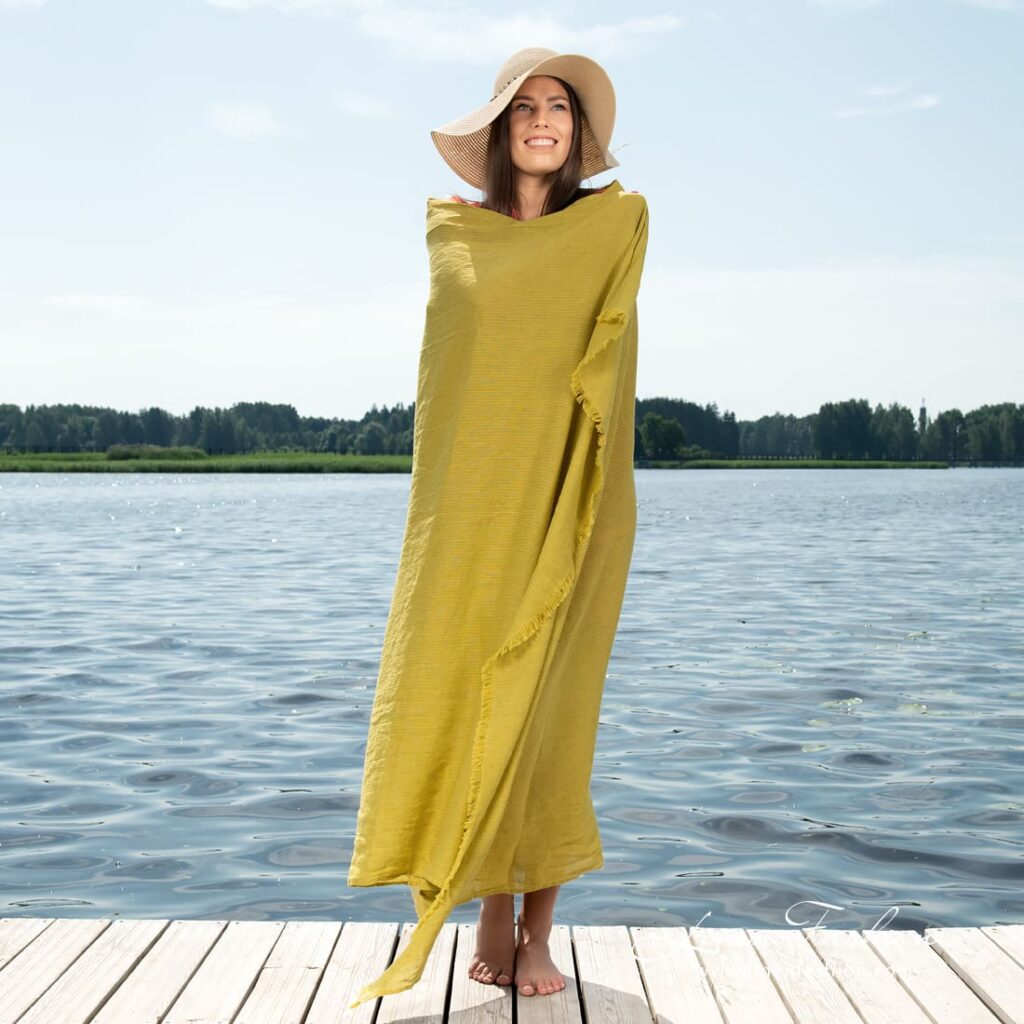 VENICE Serviette de plage jaune 2 VENICE Serviette de plage jaune – Image 2