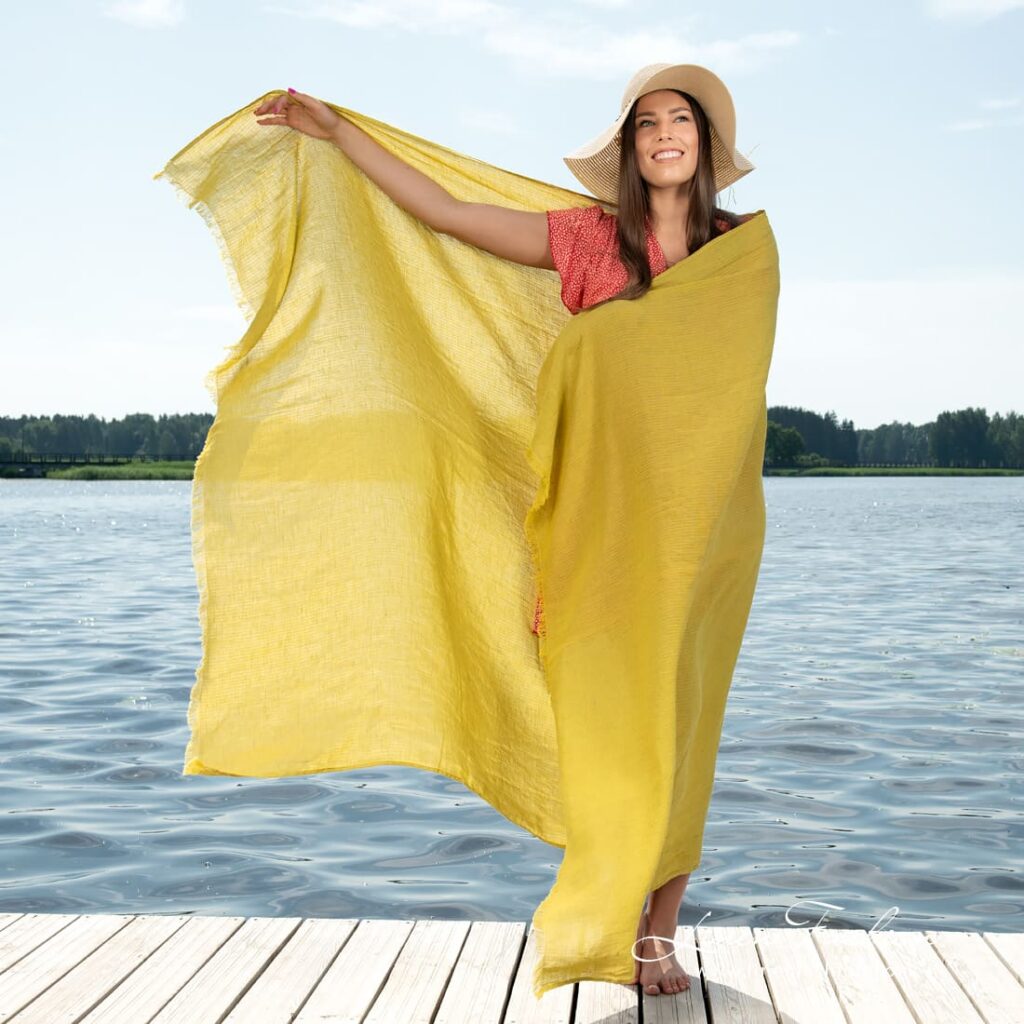 VENICE Serviette de plage jaune 3 VENICE Serviette de plage jaune – Image 3