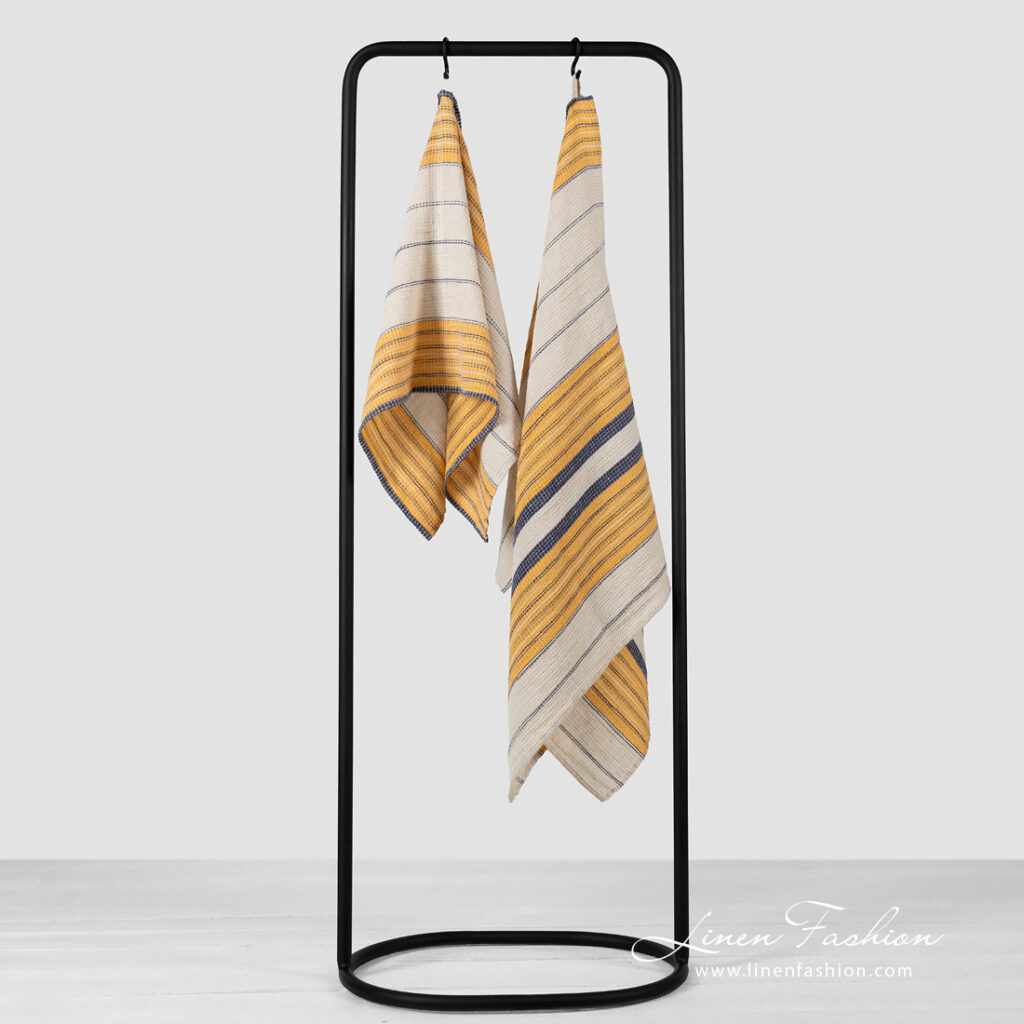 KORA Drap de bain rayée beige 1 KORA Drap de bain rayée beige