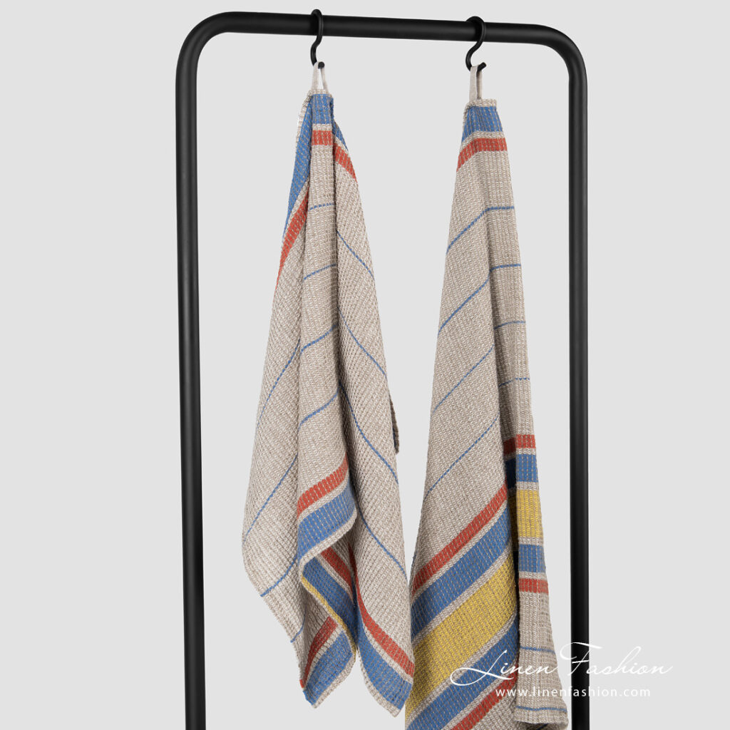 ZELDA Drap de bain rayée beige 3 ZELDA Drap de bain rayée beige – Image 3