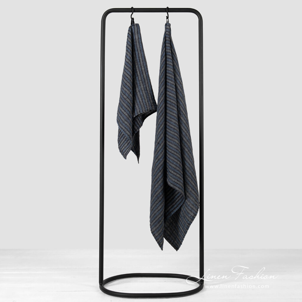 BAHA Drap de bain à rayures bleues 1 BAHA Drap de bain à rayures bleues