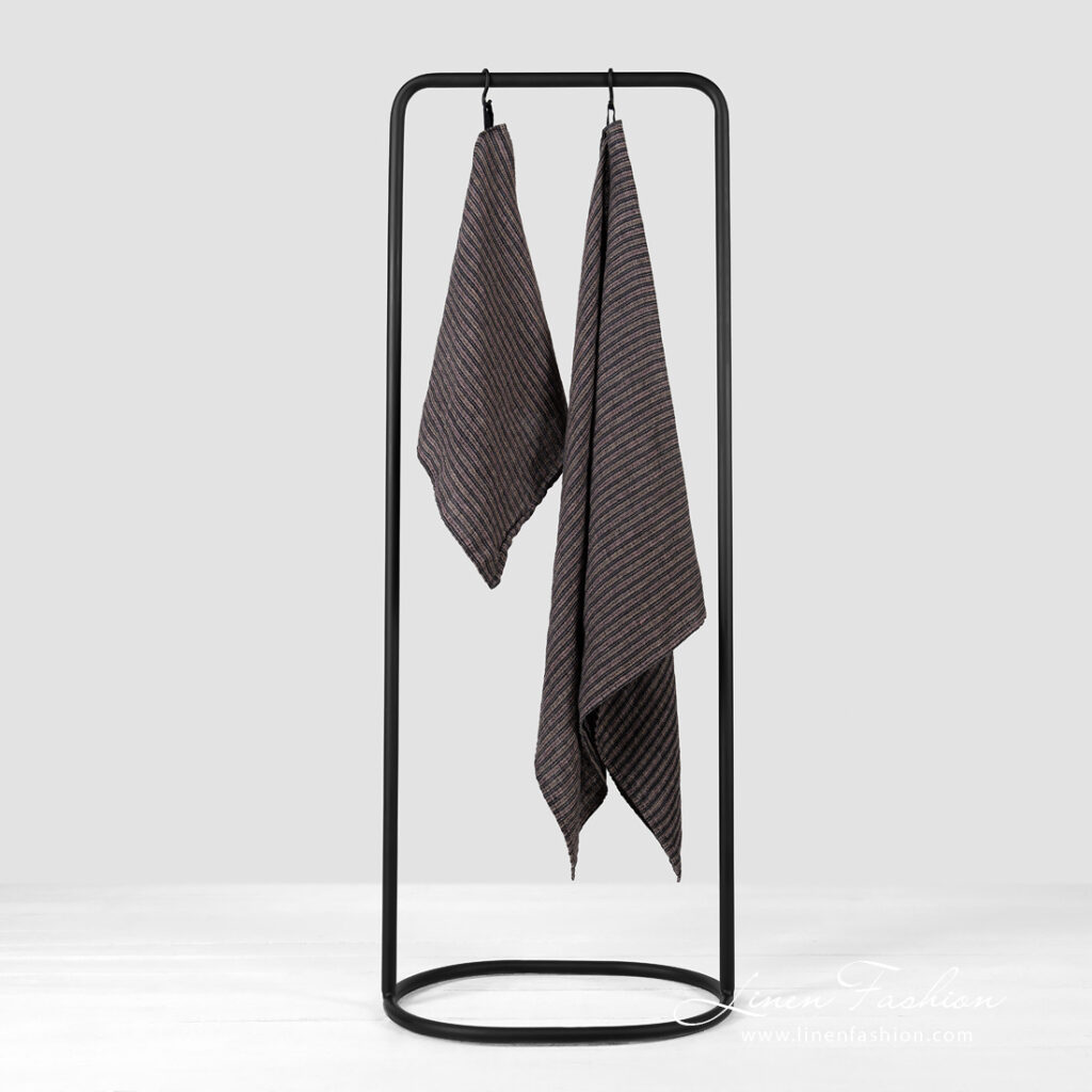 BAHA Drap de bain rayée marron 1 BAHA Drap de bain rayée marron