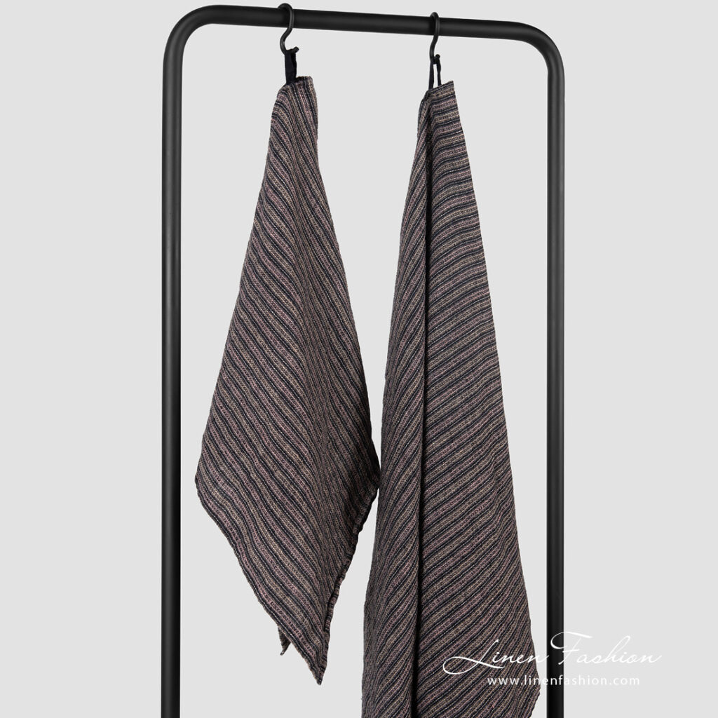 BAHA Drap de bain rayée marron 2 BAHA Drap de bain rayée marron – Image 2