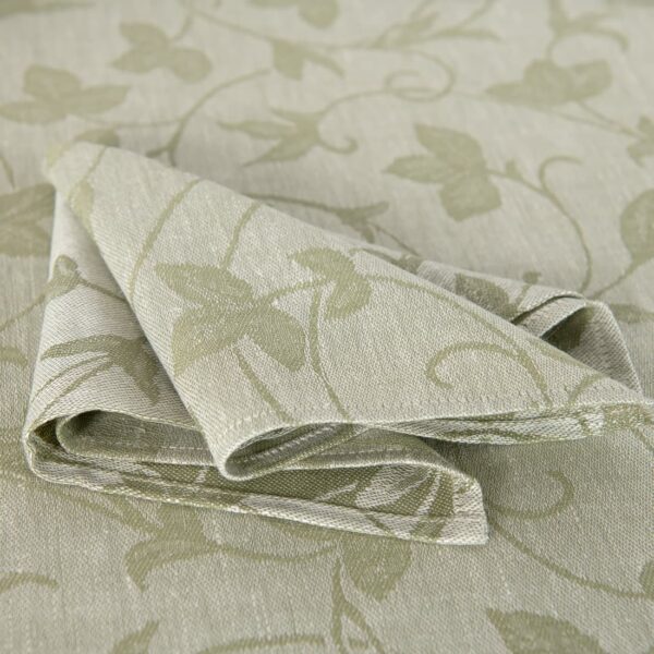 Light green floral ivy pattern linen cotton napkin, folded