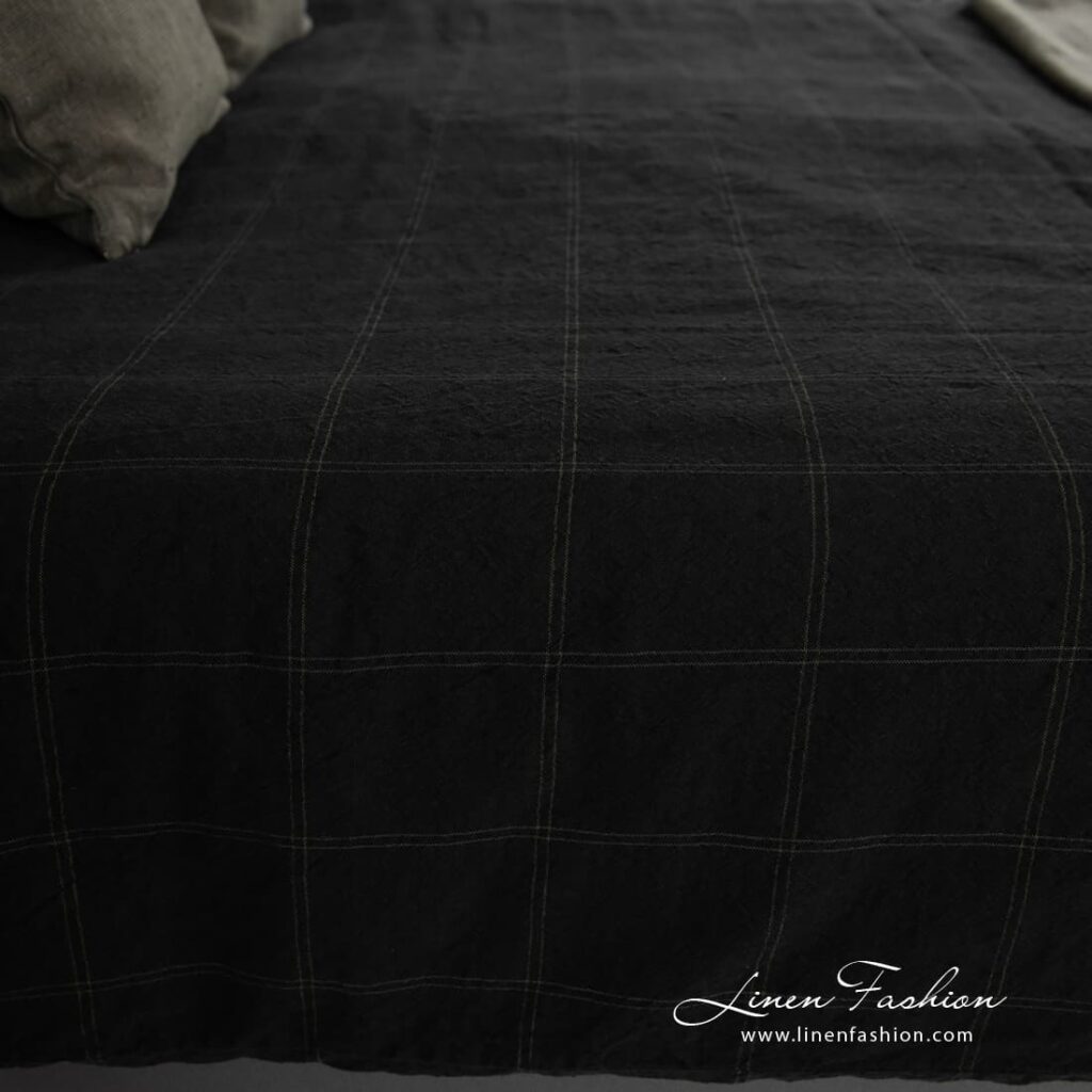 BOSKA Linge de lit 4 BOSKA linen cotton bed linen in black and dark green colors