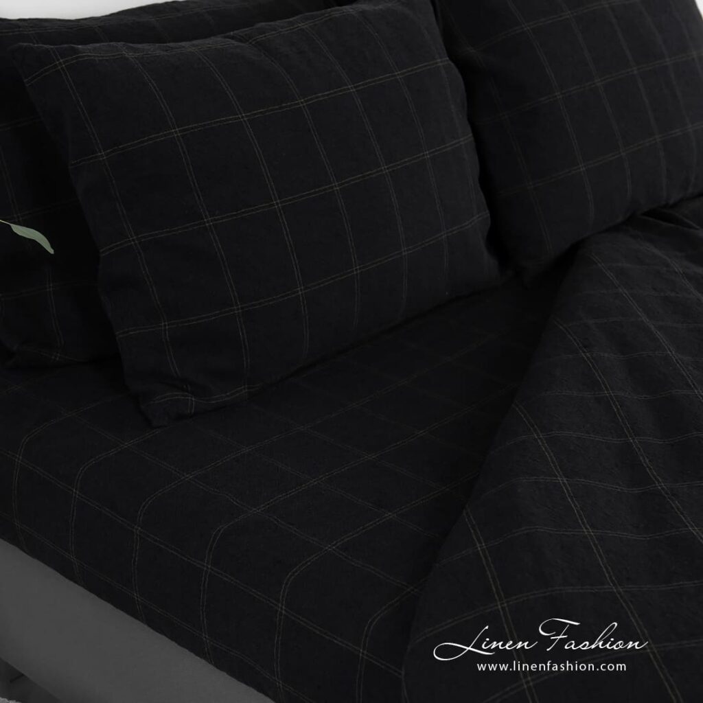 BOSKA Linge de lit 8 BOSKA black linen cotton flat and fitted sheets
