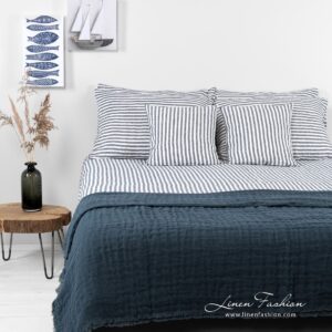 MALAGA Linge de lit 7 MALAGA linen bedset in blue and white stripes