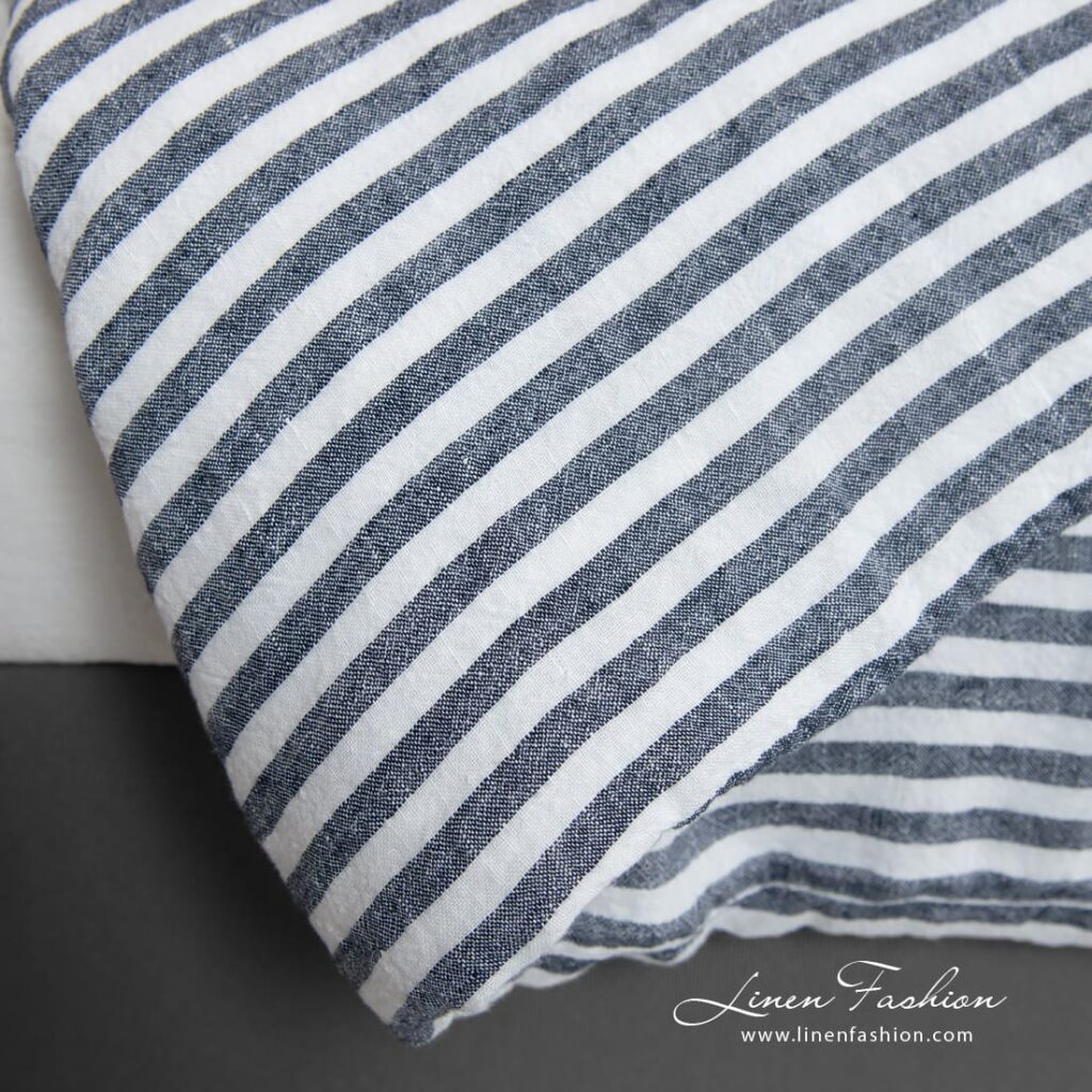 MALAGA Linge de lit 5 MALAGA linen duvet cover in white and blue stripes