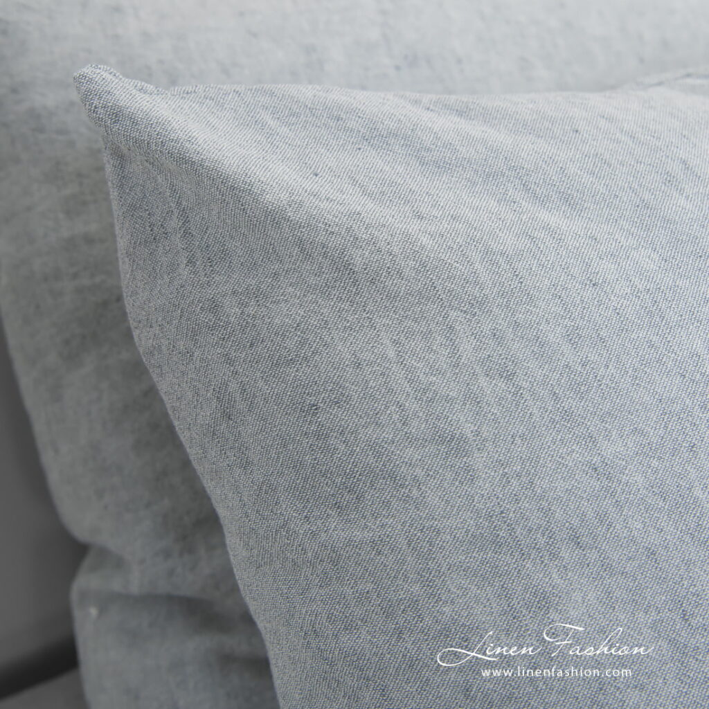 STONA Linge de lit 8 linen cotton blue grey bedlinen, melange, washed.