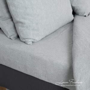 STONA Linge de lit 18 linen cotton blue grey bedlinen, fitted and flat sheets.