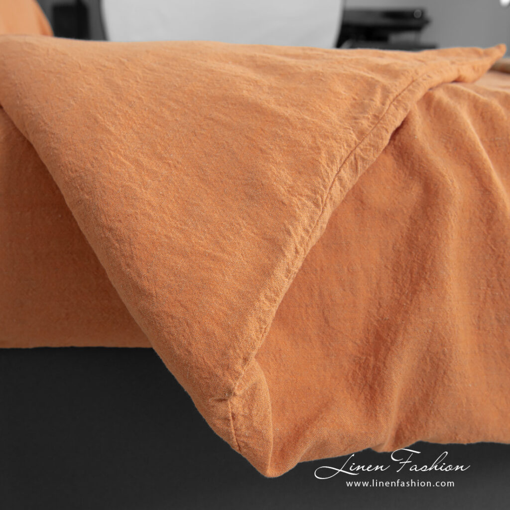 SAN DIEGO Linge de lit 2 linen cotton orange bedlinen with duvet cover different sizes.