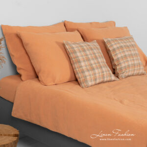 SAN DIEGO Linge de lit 21 linen cotton orange bedlinen, duvet cover.