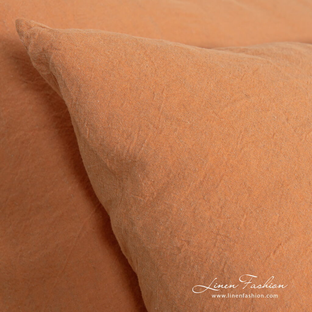 SAN DIEGO Linge de lit 9 linen cotton orange bedlinen, pillow case.